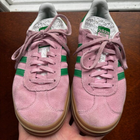 Adidas Originals Gazelle Bold in True Pink / Green / Cloud White - Picture 6 of 8